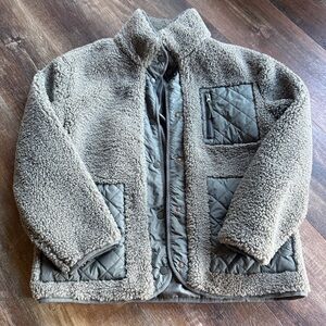 Bagatelle Sherpa Teddy Fleece Jacket Quilted Pockets Snap Front Cozy